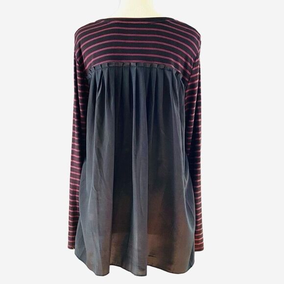 Heather by Bordeaux Pleated Back Striped Long Sleeve Loose Fit Top S - Picture 4 of 7